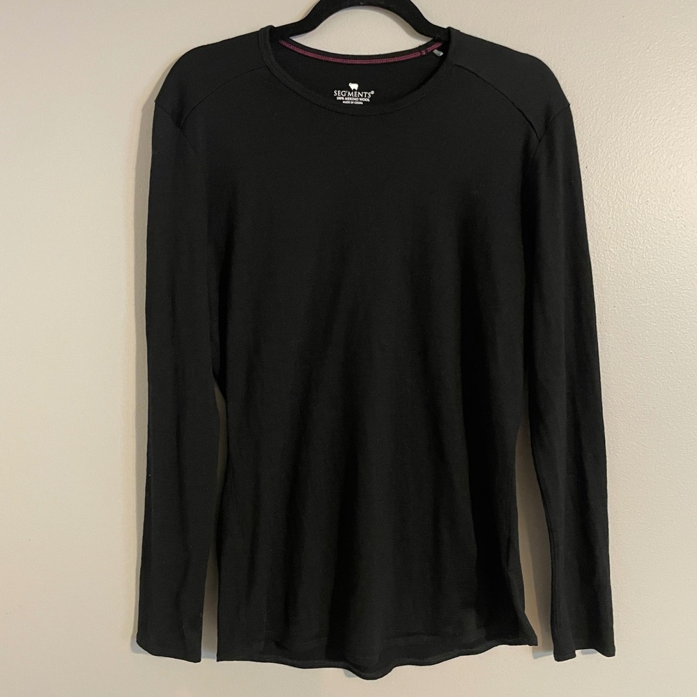 Segments Merino Wool Top Womens L Black Long Sleeve Base Layer Gorpcore